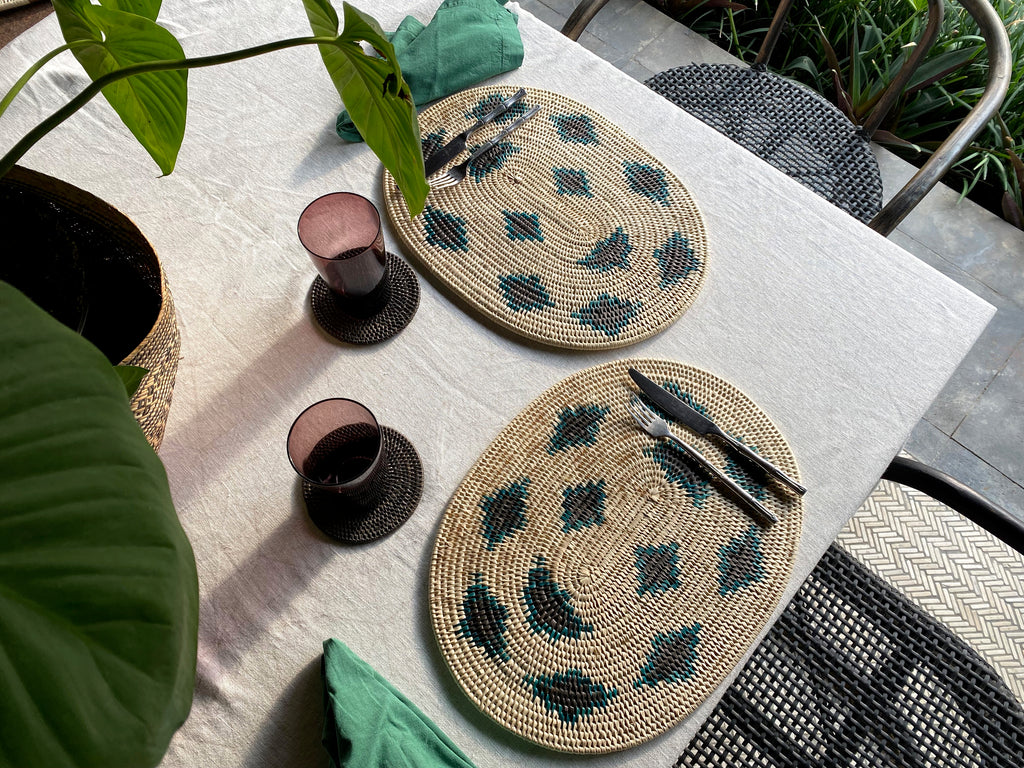 Banana Palm Placemats - Leopard Green - Set of 6  Placemat