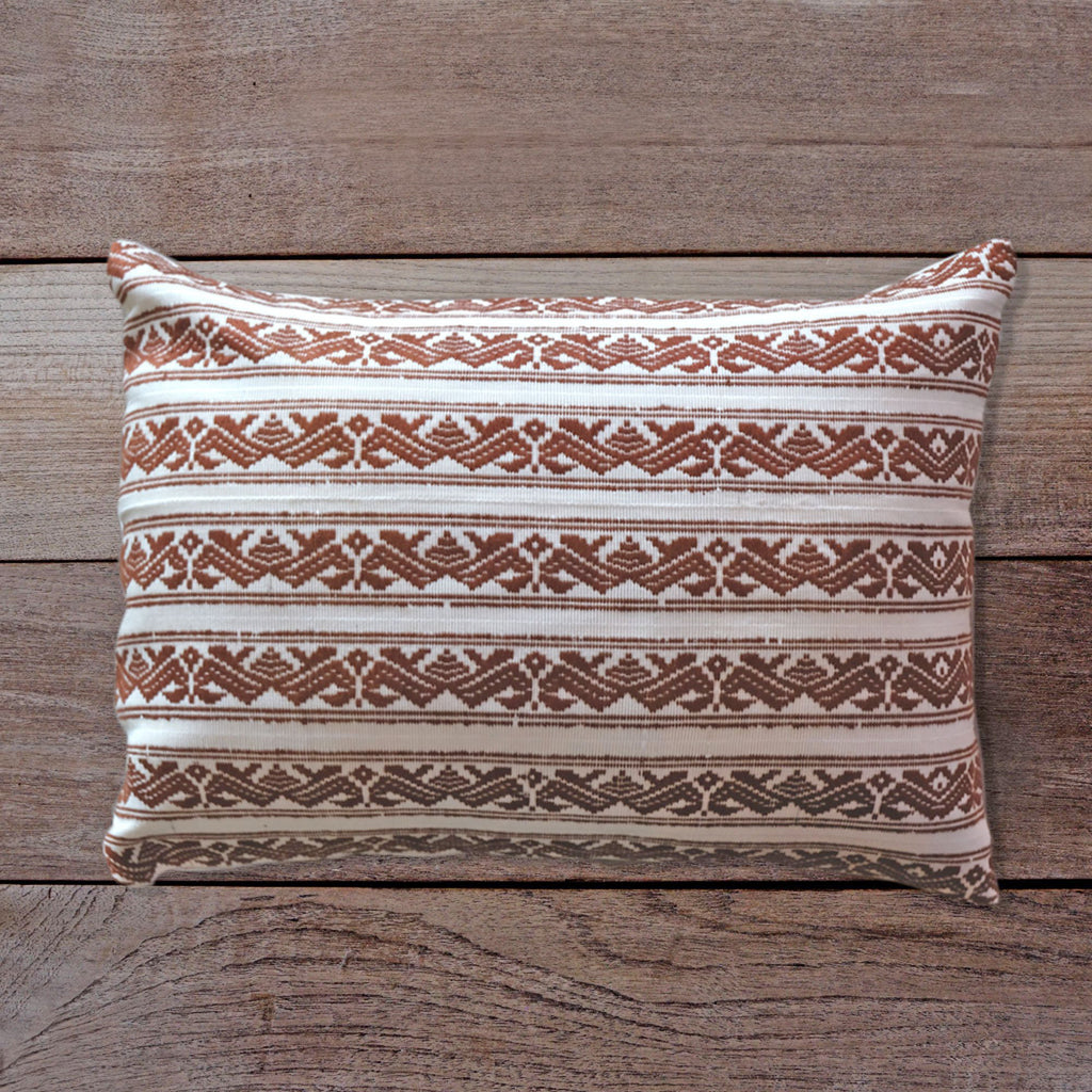 Songket Cushion Cover - Off-white &amp; Copper  Homewares