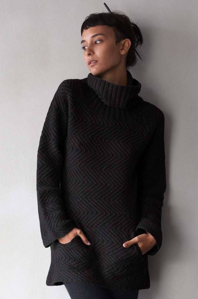 Hand-Knit Turtle-Neck Sweater  Women's Clothing