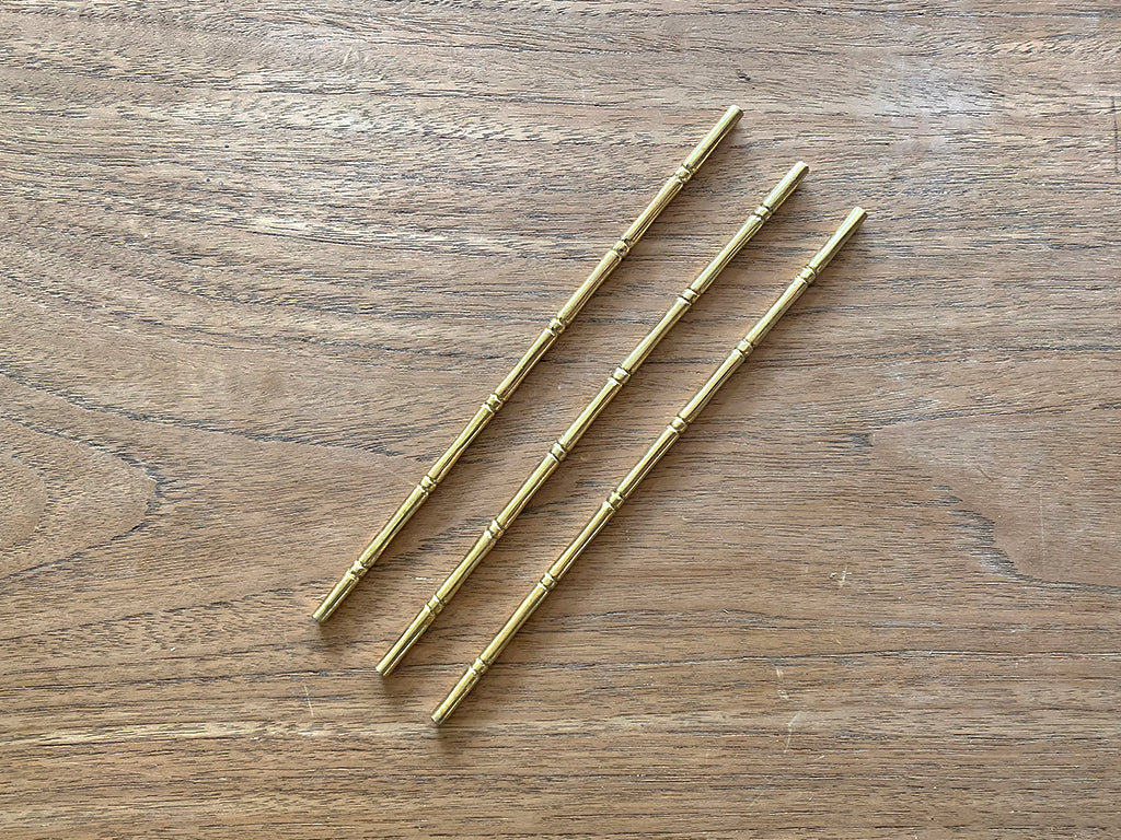 Bamboo Brass Swizzle Sticks - Set of 6  Swizzle Sticks