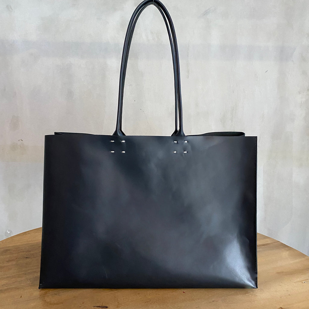 Katsunori Leather Tote - Large Charcoal  Bag