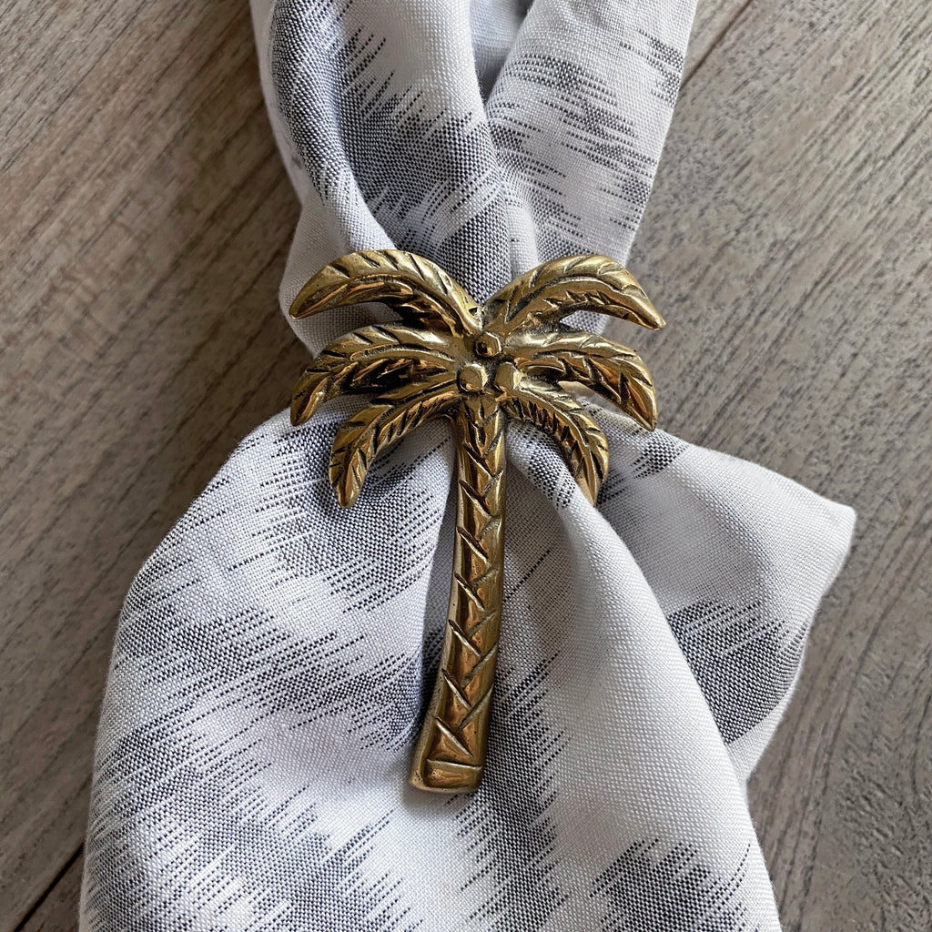 Brass Napkin Ring - Coconut Palm (set of 8 - Only available for purchase with Ikat Napkins)  napkin