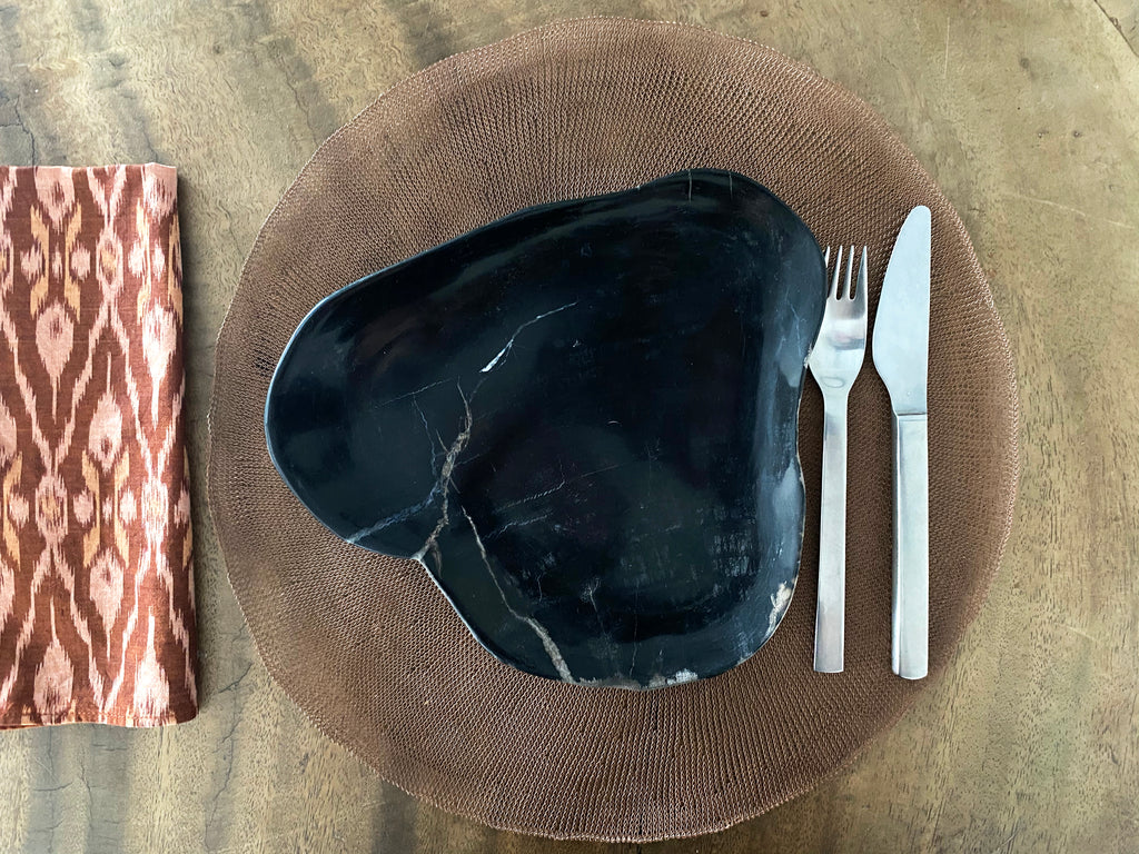 Petrified Wood Plate - Black  plate