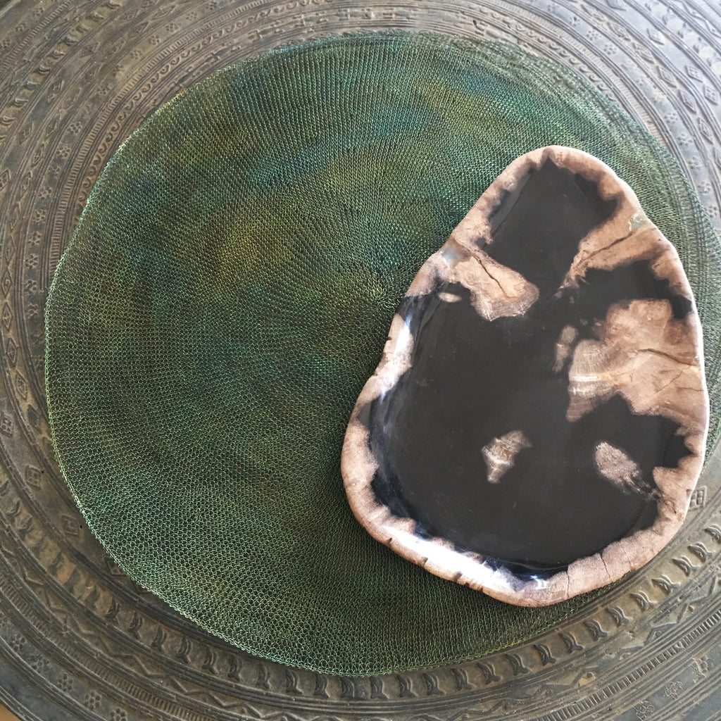 Petrified Wood Plate - Black &amp; Grey Contrast  plate