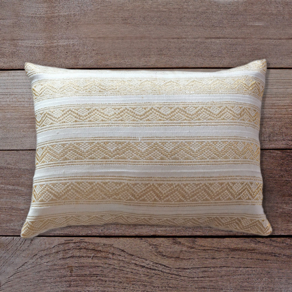 Songket Cushion Cover - White and Gold  Homewares