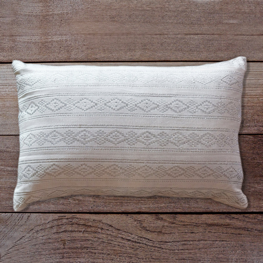 Songket Cushion Cover - White and Silver  Homewares